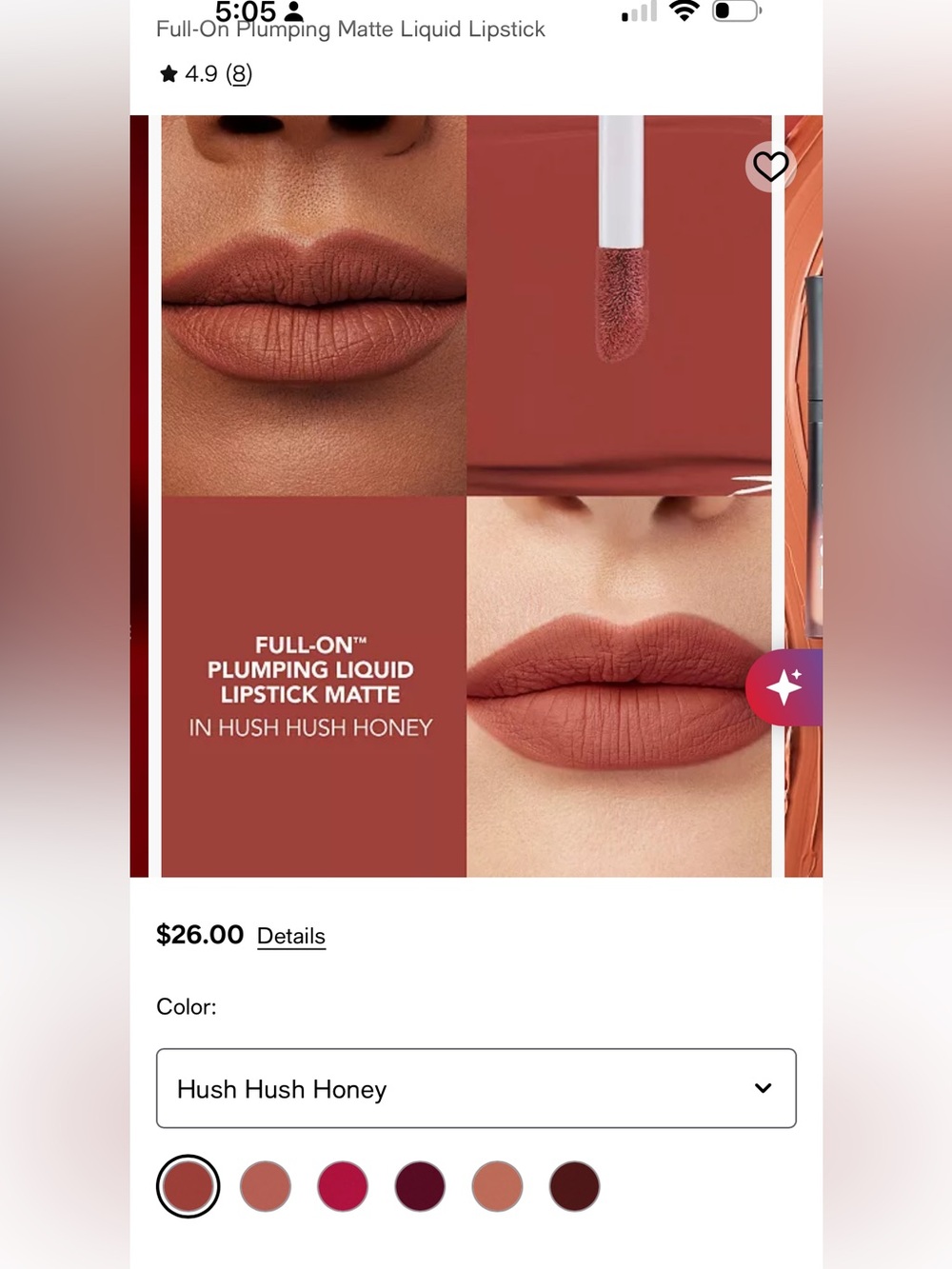 Buxom Full-On Plumping Liquid Lipstick Matte — Hush Hush Honey (Warm Terracotta)
